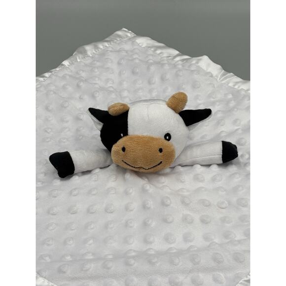 Pro Golem Black & White Cow Lovey Plush Satin Trim Security Blanket - Picture 2 of 6